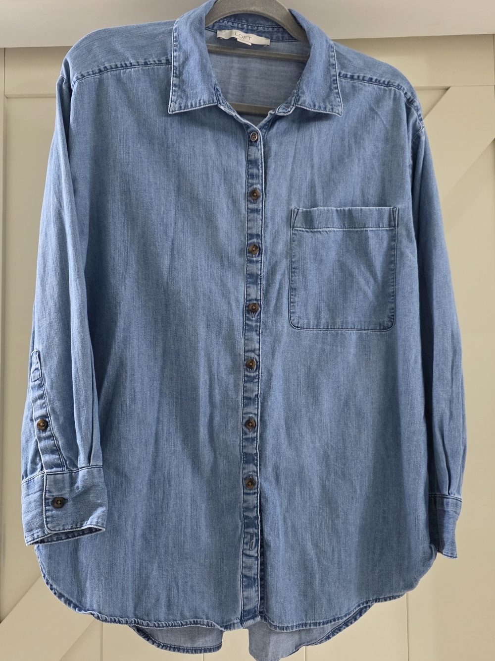 LOFT Light Blue Denim Button-Down Shirt